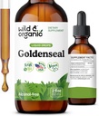 Wild & Organic Goldenseal Root Tasture - Lung Cleanse, Immune & Digetical Suplemen - Liquid Goldenseal - Vegan, Sugar & Alcohol- Free Herb Drops - 2 fL oz