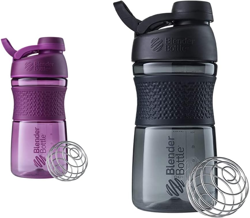 BlenderBottle 20- Ounce Black dan Plum Protein Botol Shaker dengan BlenderBall Wire Whilk