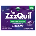 ZzzQuil LiquiCap Sleep Aid, Diphenhydramine 25mg HCI, Sleep Aids for Dewas, Nighttime Sleep Aid, 72 Liquicaps