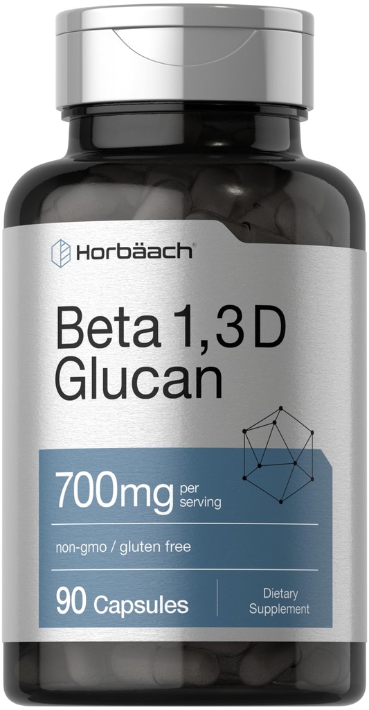 Horbäach Beta Glucan 1 3D 700 mg 124; 90 Capsules 124; Beta 1.3, 1.6 D Glucan 124; Non- GMO, Gluten Free Suplemen