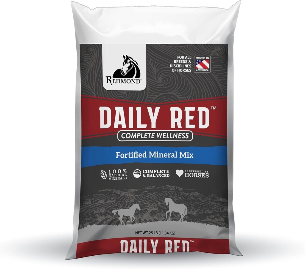 Daily Red Complete Wellness, Fortifikasi Mineral Mix Suplement for Horses, 25lb Refill Bag