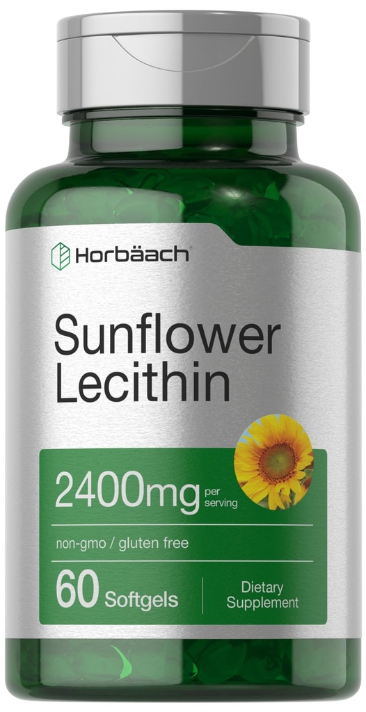 Horbäach Sunflower Leethin Softgel Capsules 124; 2400mg 124; 60 Pills 124; Tentu Melakukan Phosphopids 124; Non-GMO, Gluten Free Supplemen