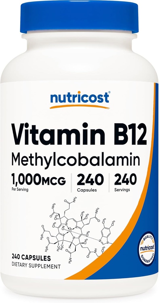 Nutricost Vitamin B12 (Methylcobalamin) 10000mcg, 240 Capsules - Vegetarian, Non-GMO & Gluten Free B12 Suplemen