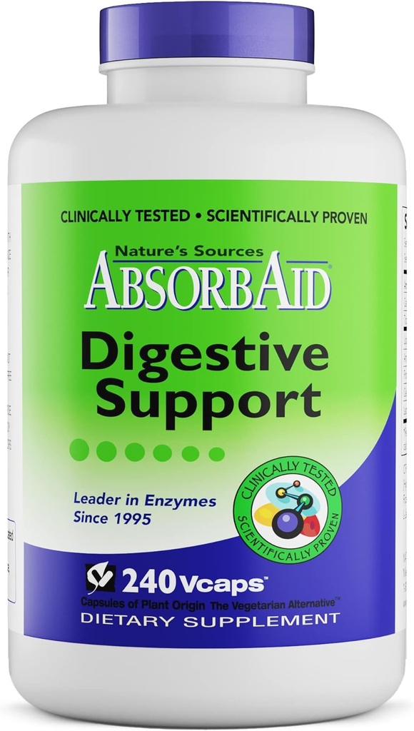 Absorbaid Digetical Enzymes 240 vCaps, Proven to Ingrade Vital Nutrient Absorpsi hingga 71%