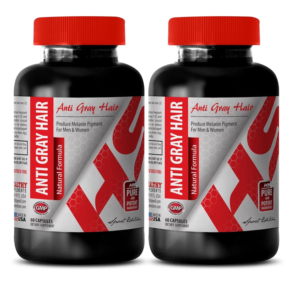 Melihat palmetto dengan akar nettle - ANTI GRAY NATURAL FORMULA - suplemen untuk kehilangan rambut, suplemen anti abu-abu untuk pria & perempuan, suplemen rambut abu-abu untuk membalikkan, suplemen rambut, 2 Bot 120 Caps