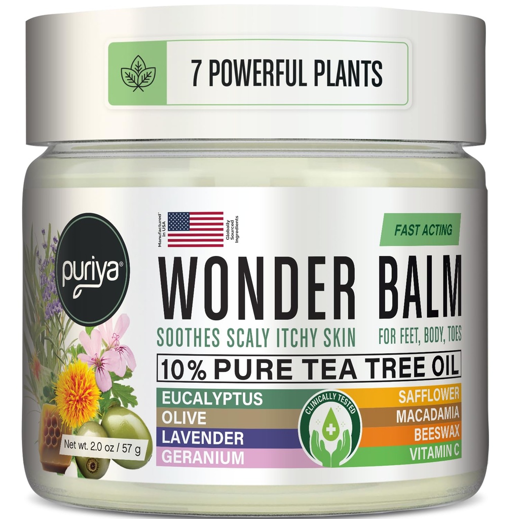 Tea Tree Oil Balim, Extra Power, Pair Well with Jock Itch Cream, Spray, Athletes Foot, Ringworm Cream for Human, Rash Cream, Fast Acting for Dry, Itchy Skin, Plant powered Wonder Balm