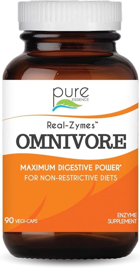 Real- Zymes ™ OMNIVORE Digetical Enzymes Supplement with Procultic for Better Ditration - Dukungan Alam untuk Bloating, Gas, Belching, Distipation, IBS, dll - 90 Caps