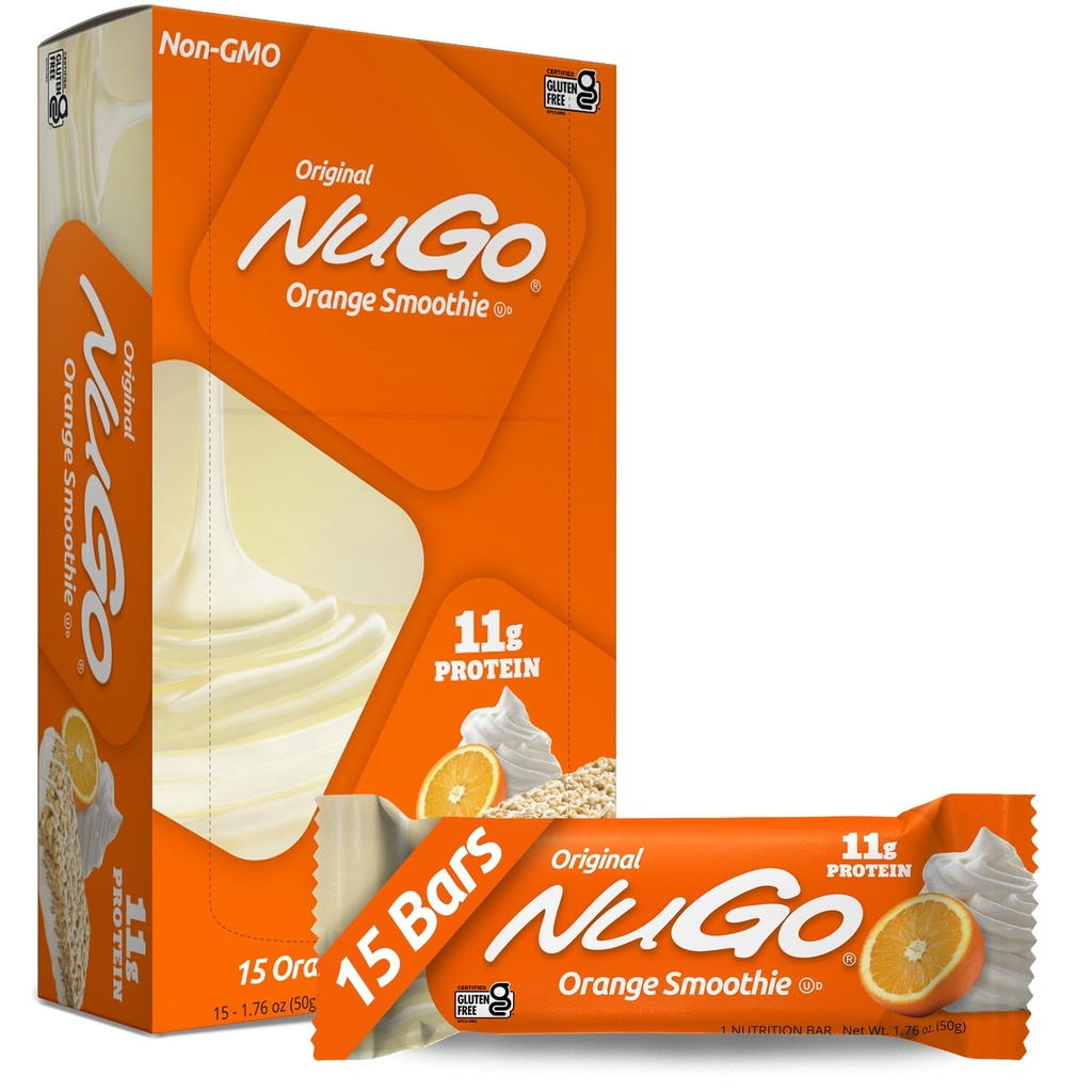 Bar Nugo Protein, Orange Smoothie, 11g Protein, Gluten Free, 15 Count