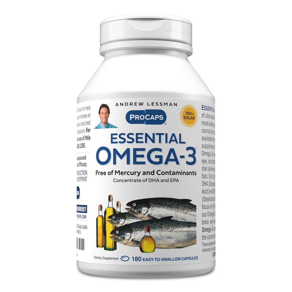 ANDREW LESSMAN Estimate Omega- 3 Unflafeed - 180 Softgels - Ultra- Pure, Omega- 3 Oil Potensi Tinggi. High DHA, No Stomach Upset, No Contaminants, No Mercury. Mudah untuk Swallow Softgels