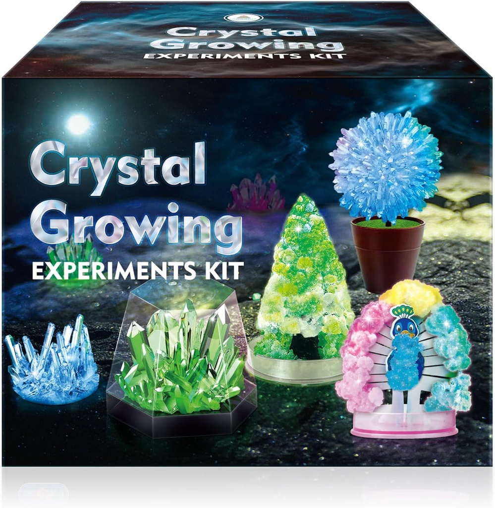 UNGLINGA Crystal Growing Experiment Science Kits, STEM Projects Learning Toys Gifts Idea for Boys Girls, Grow 5 Vibrant Crystales Making Kit