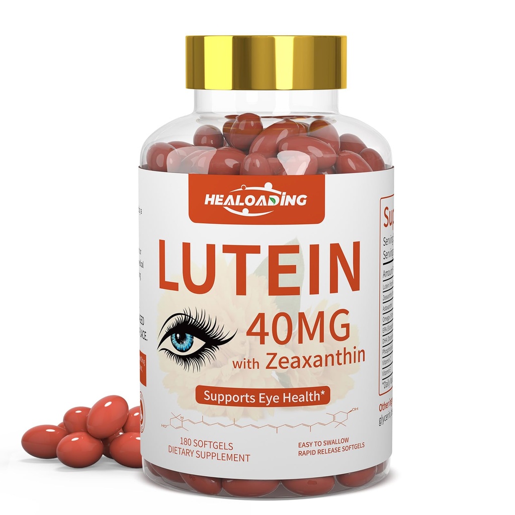 Lutein dan Hobxanthin Suftgels: Eye Vitamin dan Suplemen dengan Vitamin C, E, Omega 3, Lutein & Alaxanthin untuk Pembuktian Penglihatan dan Pengembalian Mata Fatigue