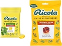 Ricola Sugar Free Lemon Mint Herbal Cough Supresant Throps, 105ct Bag & Original Natural Herb Cuffpresant Throat Drops, 45 Drops, Fights Coughs Tentu