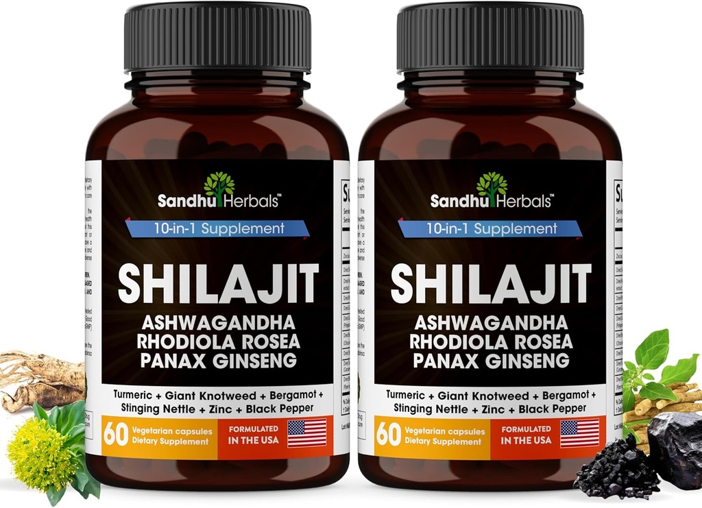 Shilajit Pure Himalaya untuk Pria & Women 124; 120 Capsules dengan Ashwagandha 124; Potensi dan Suplemen Energi Tinggi; Lebih baik Absorpsi dari Gummies 124; Untuk Ekstra Power dan Stamina 124; Combo dengan Moss Laut