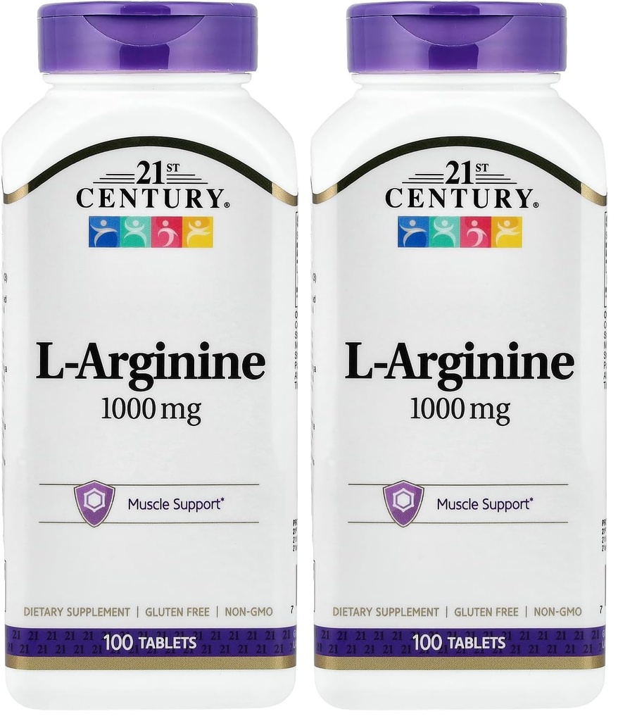 21 Century L-Arginine 100mg, Maximum Power 100 ea (Pack of 2)