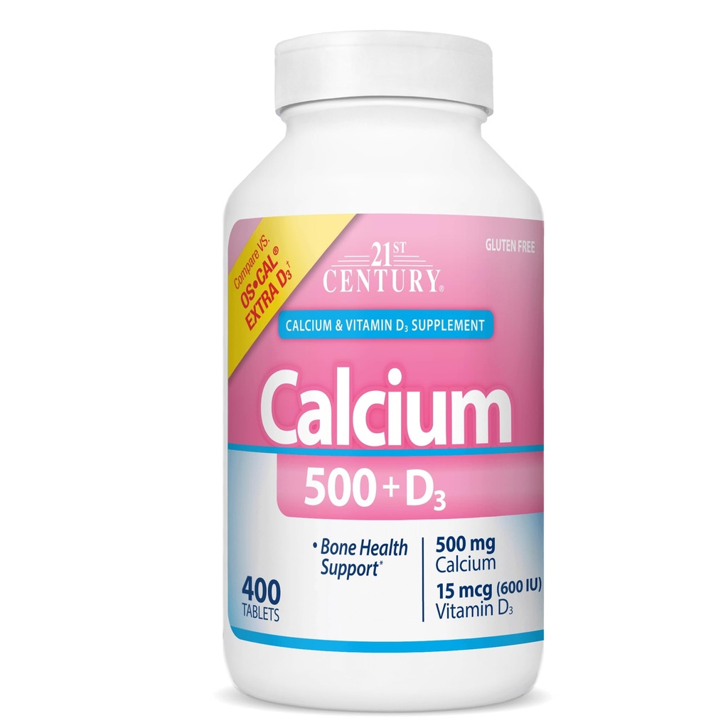 Abad ke-21 Vitamin Kalsium 500 ditambah Caplets Ekstra D, 400 Cacah