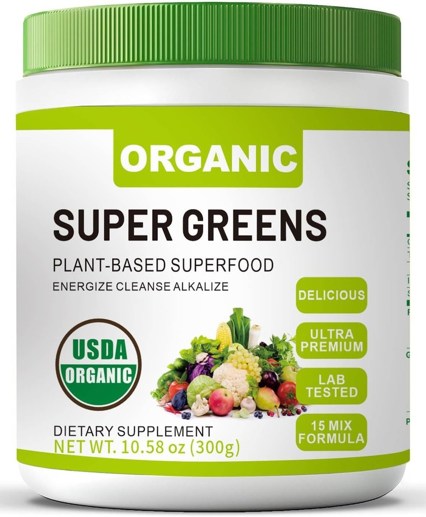 Poda Superfood Super Hijau Organik dengan Spirulina & Chlorella untuk Kesehatan Gut, Supports Immunity, Digetical Health, Natural Energy, Probiotic, Antioksidant, Digevical Enzymes, (300grs)