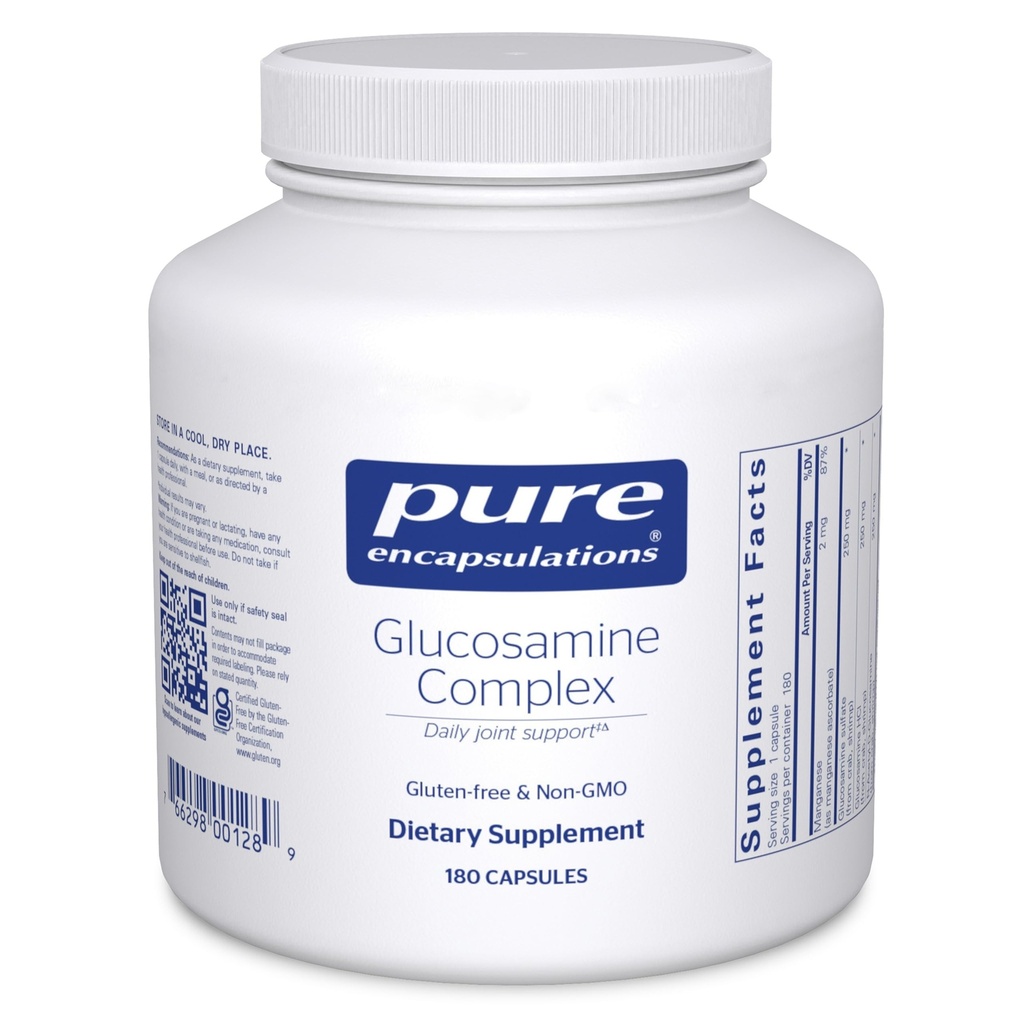 Ensulalasi Kompleks Glucosamin Murni: 124; Tambahan Dietary Cartilage Dukungan dengan Manganese 124; 180 Kapsul