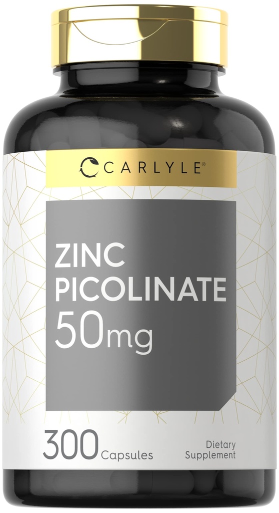 Carlyle Zinc Picolinate 50mg 124; 300 Capsules 124; Non-GMO dan Gluten Free Suplemen