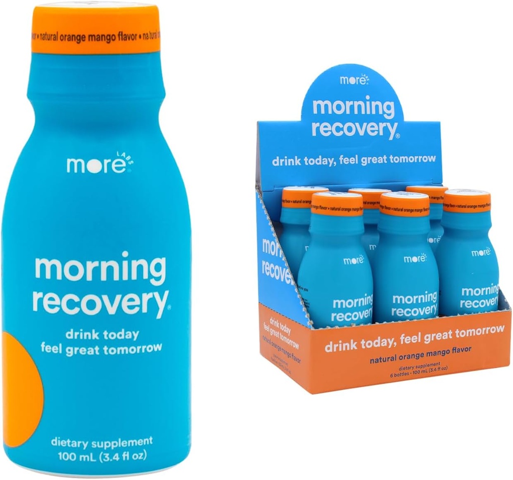 Morning Recovery Electrolite, Milk Thistle Drink Proprietary Formulation to Hydrate While DHM Liquid Soluble, Non GMO, Vegan, Gluten- Free, Orange Mango, Pack of 6