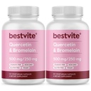 BESTVITE Quercetin dengan Bromelain 500mg / 250mg (240 Vegetarian Capsules) (120 x 2) - Tidak ada Silicon Dioksida - Vegan - Non GMO - Gluten Bebas