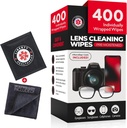 400 Eyeglass Cleaning Wipes + Microfiber Clothes for Eyeglass & Lens Cleaner 124; Pre- Moistened, Individually Wrapped, Less Formula 124; Lens Wipes for Eyeglass, Eye Glasses, Lives & Screen