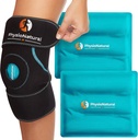 PhysioNatural Ice Pack for Knee Pain Relief, Accessible Gel Ice Crap for Leg Injuries, Swelling, Knee Replacement Becsion, Cold Compress Therapy for Arthritis, Meniscus Tear and ACL