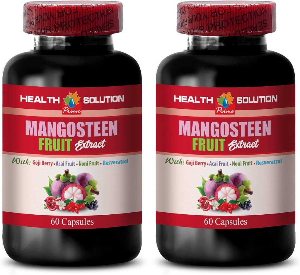 Kapsul manosteen - MANGOSTEN FRUIT EXTRACT COMPLEX DENGAN RESVERATROL, ACI FRUIT, POMEGRANATE, NONI FRUIT, GOJI BERRY - Vitamine PRESveratrol suplemen - 2 Botol 120 Cap