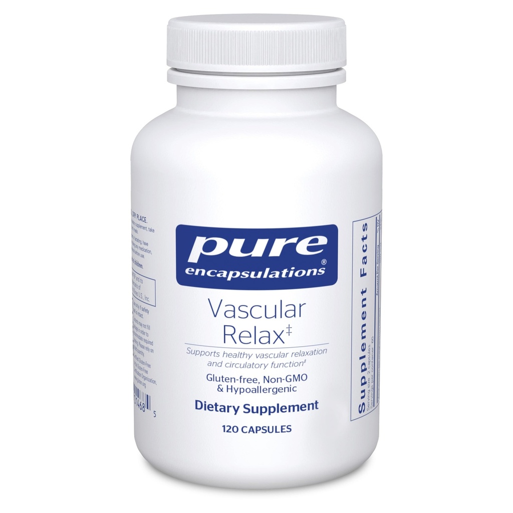 Insulasi Murni Vascular Relax 124; Kombinasi Hiperalitis untuk Relaksasi Vaskular dan Overall Circular Health 124; 120 Capsules