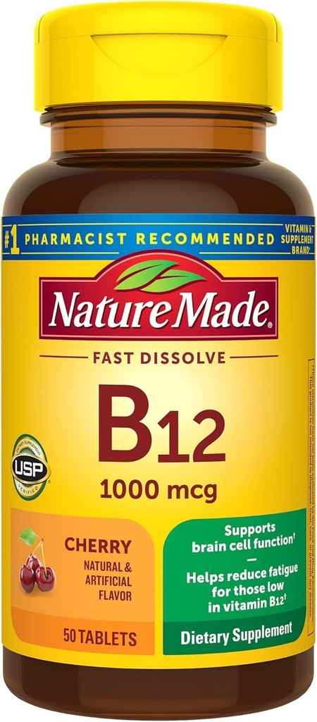 Nature Made Vitamin B-12 1000 MCG Sublingual, 50 Cacah (Paket 3)