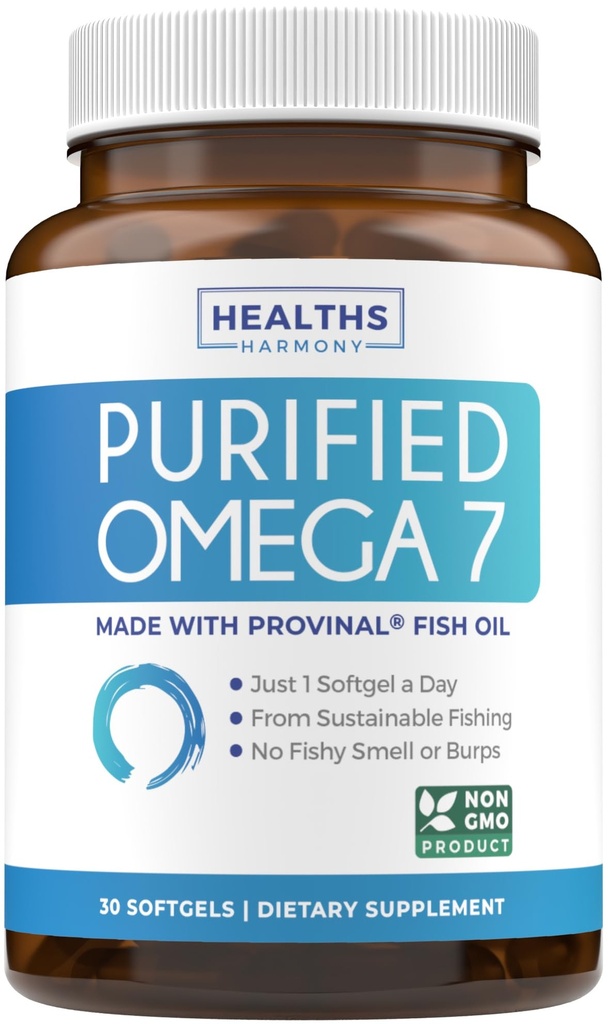 Tambahan Omega 7 untuk Perempuan dan Pria - Potensi Tinggi & Kemurnian Palmitoleic Acid Acid Ikan Acid Supply dari Provinal Patented with Lowest Palmitic Acid - Acid Suply (1 Month Supply)