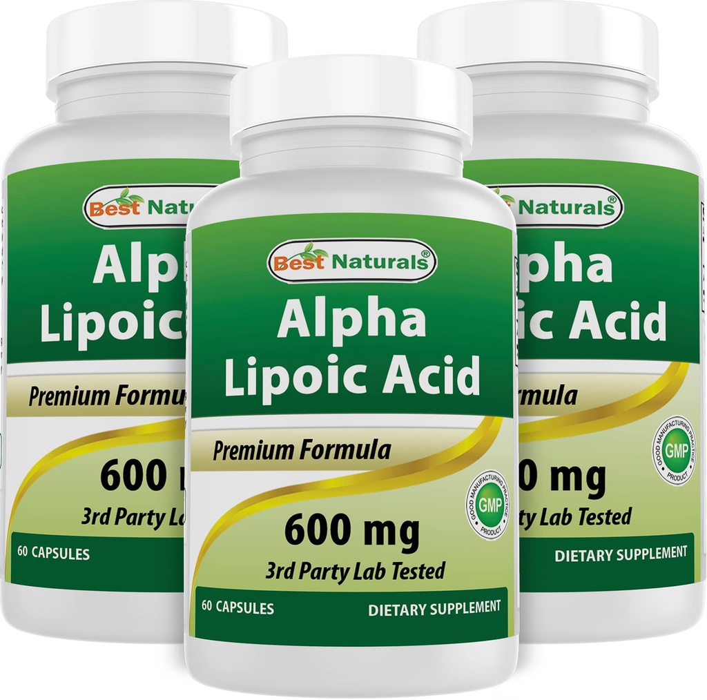 Best Acid Alpha Lipoic 600 mg 60 Capsules - ALA Powerful Antioksidant (60 Cacah (Paket 3))