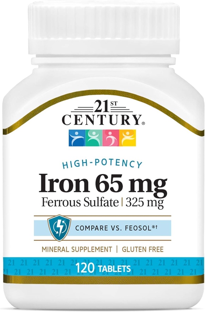21 Century Besi 65 mg Ferrous Sulfate 325 mg Tablet, 120 Count