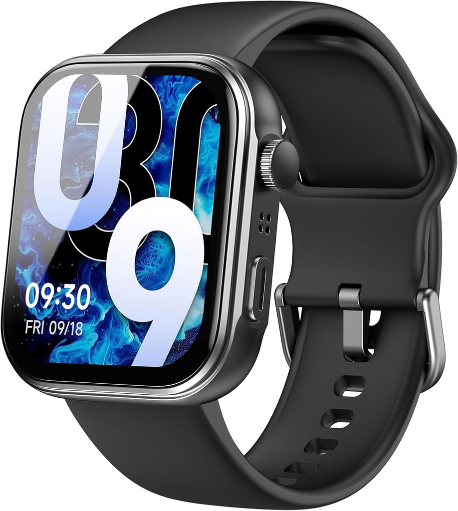 TOZO AMOLED S6 Smart Watch 1.85 "Ultra- Clear Screen Dynamic Faces Bluetooth Call, 100 + Sports Modes Fitness Activity Tracker with Sleep Monitor IP68 Waterproof Black