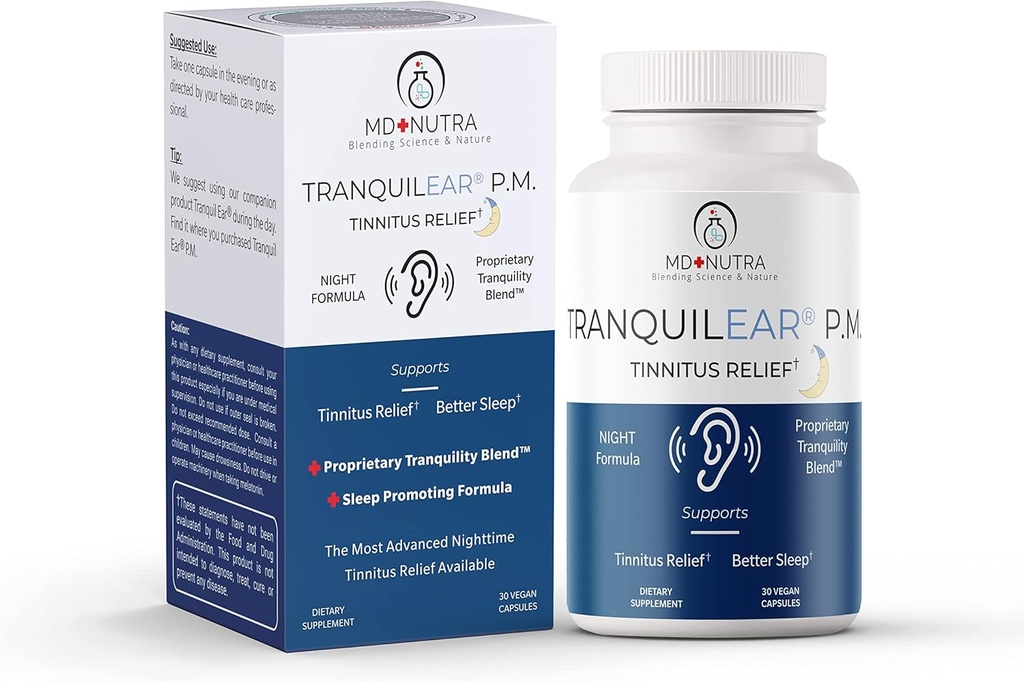 Tranquil Ear PM Ear Health & Tinnitus Relief Suplement: 124; Dikembangkan oleh Ahli Bedah Telinga untuk Nutrition Telinga, Perbaikan Ear, & Tinnitus Sympostoms - Malam Malam Hari Formula