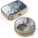 Kotak Pill Case Pil Pill dengan Case Retro Kecil Purse atau Pocket Bronze Pill Box atau Vitamin, Minyak Ikan, Suplemen, Hadiah Perjalanan Containe Pil KB: 2PCS
