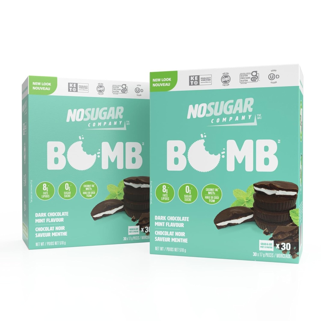 No Sugar Keto Cups, Chocolate Mint, 60 Cups - Diabetic safe treat, Low Net Carb (1g), Sugar Free (0g) Keto Fat Bomb Snacks with 7g Heally Fat - Gluten Free, All Natural, Nor-GMO