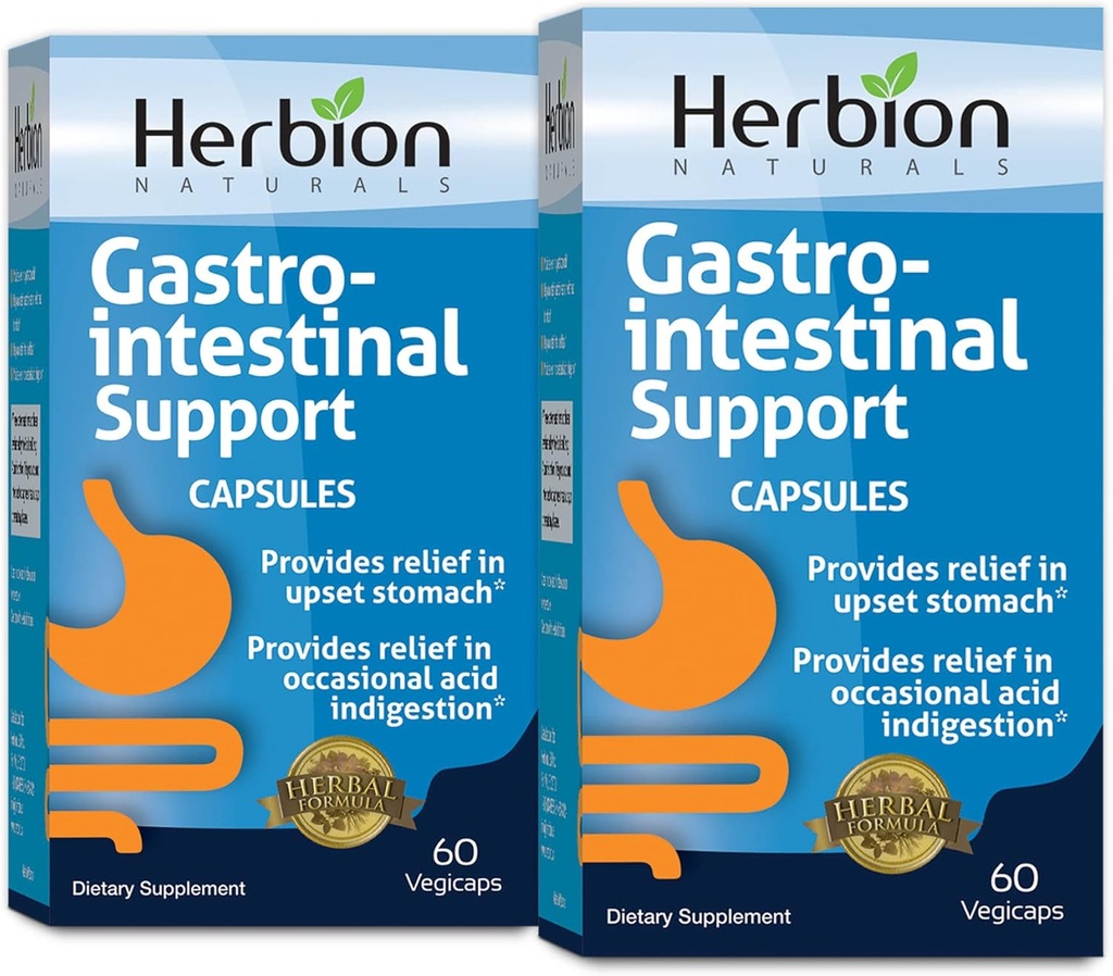 HERBION KONALAN GASTRENTAL Dukungan Herbal Blend untuk Penangguhan Perut Upset, Gastrointestinal Kesehatan dan Fungsi, Internation Accid Internable, Healthy Flora, 60 Vegicaps - Paket 2