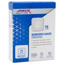 2 "x 2" Dressing (1x1 Pad) AMERX Blared Gauze - Adhesive Bandages - Water Resistant Barrier - Self Adhesive Border - Breathable, hypoallergenic - 15 Pads Per Box