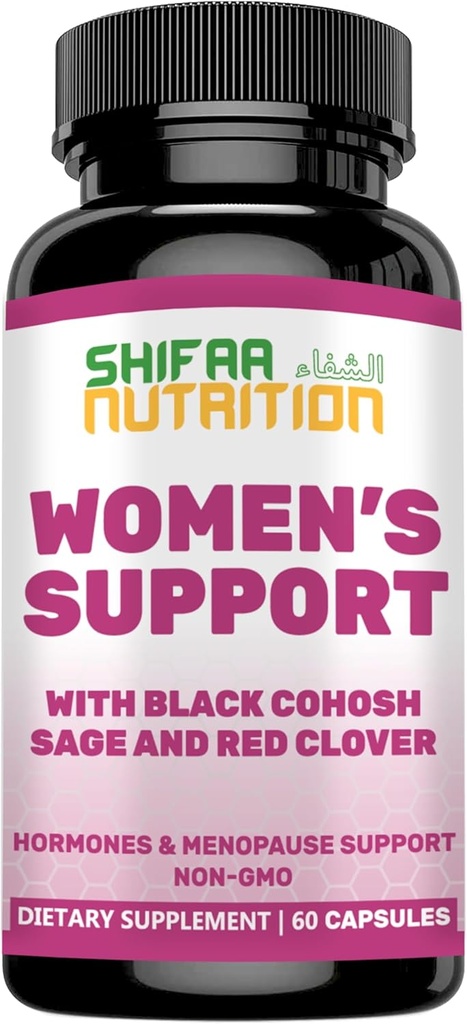 Suplemen Perempuan, Pelepasan Menopause - Dukungan untuk Hot Flashes, Mood Swings w / Black Cohosh & Red Clover Halal Vitamin, 30 Pelayan