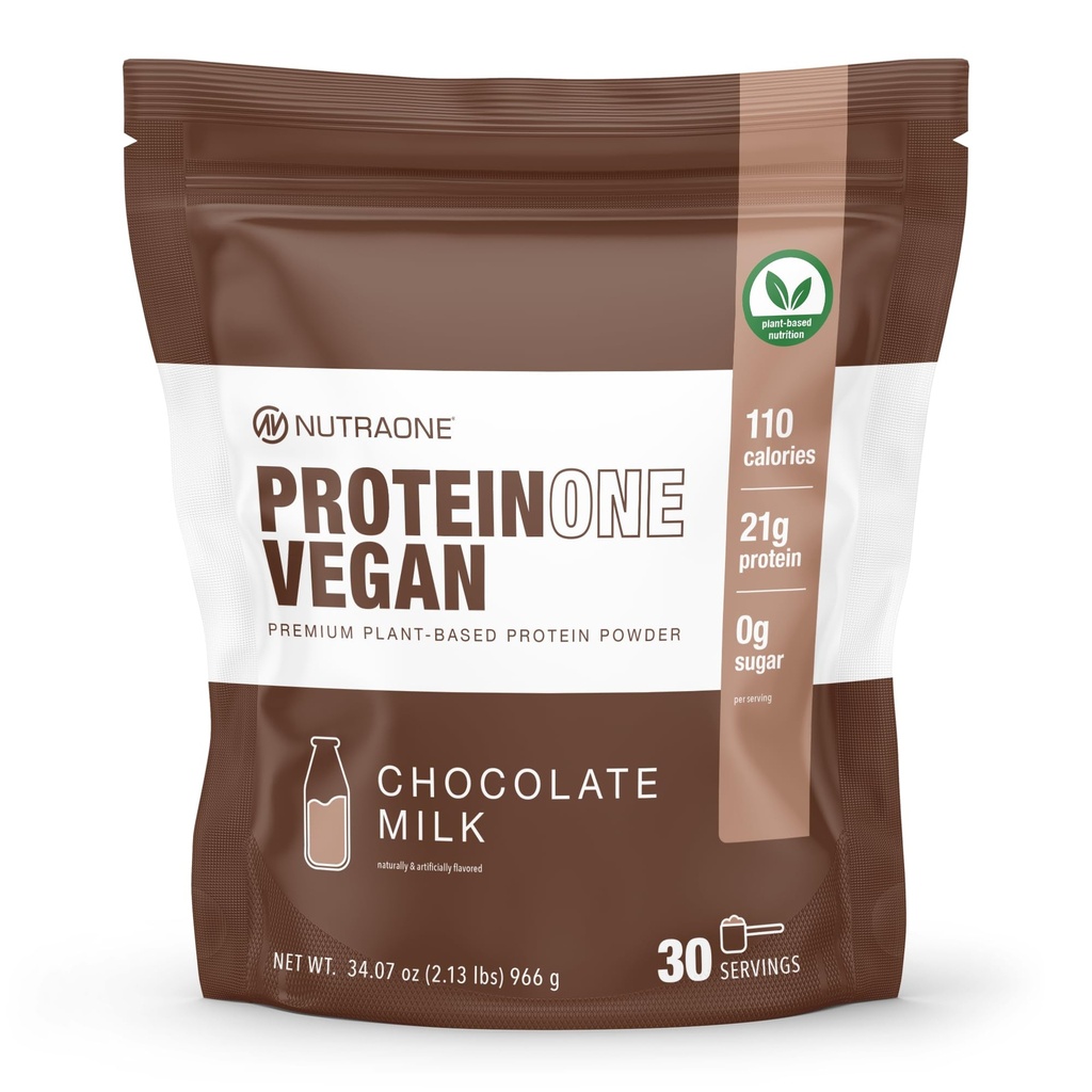 NutraOne Protein Vegan Plant-Based Protein Powder Powder, Dairy- Free, Pea dan Rice Protein (Cokelat Milk)