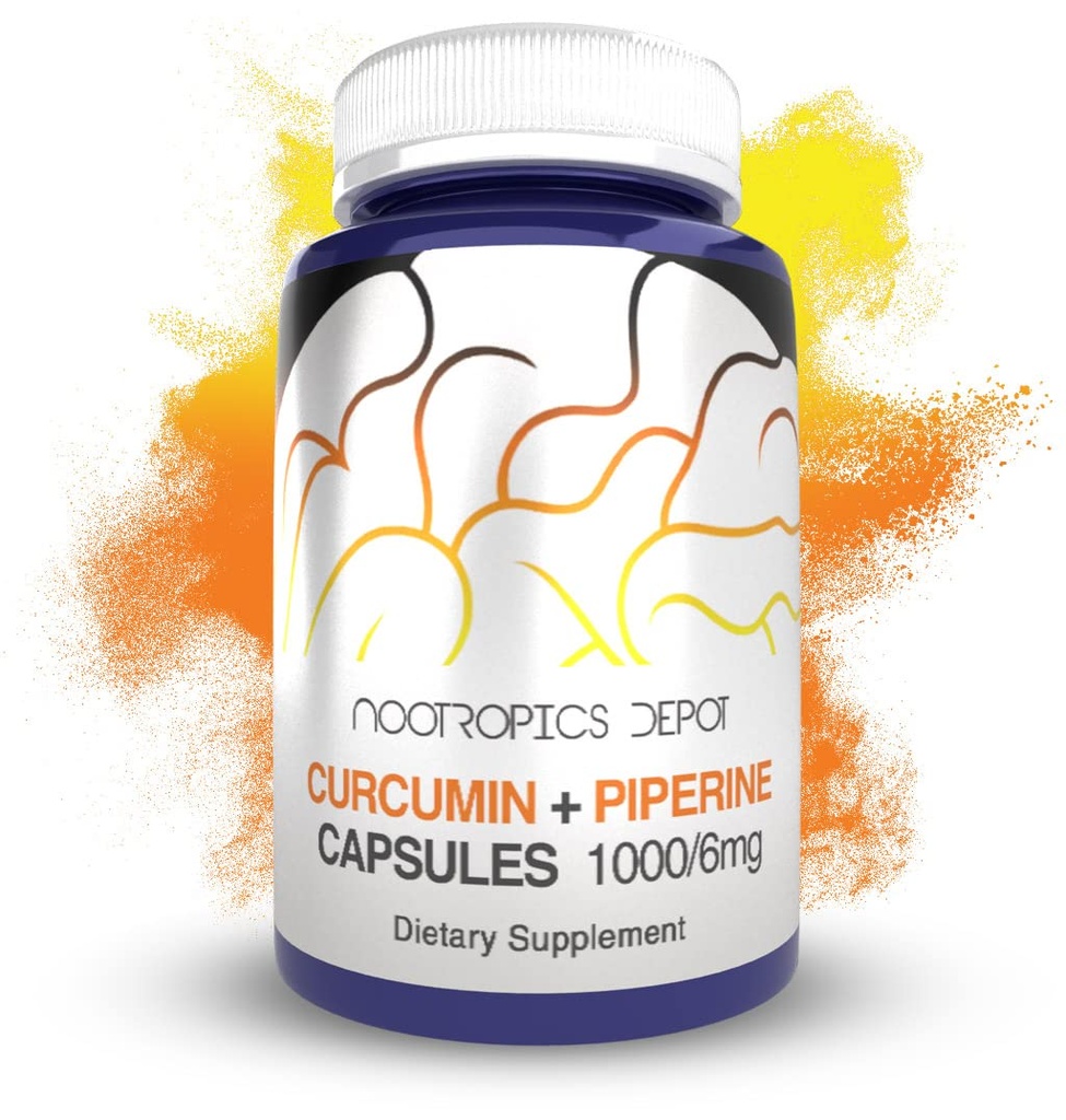 Nootropics Depot Curcumin + Piperine Capsules 14; 10000mg Curcumin + 6mg Piperine = 124; 60 Cacah