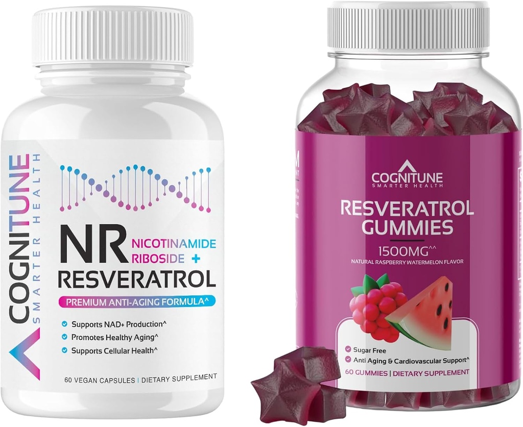 Suplemen Penuaan Sehat Bundle - Nicotinamide Ribsoside Kompleks dan Reveratrol Gummies - 5- 1 Anti Aging Formula Mula Plus Reveratrol Gummies