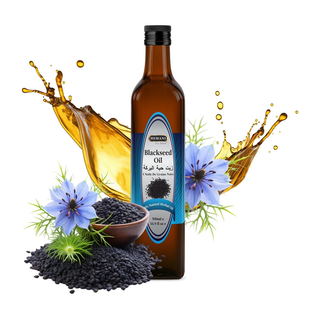 Hemani Black Seed Oil Cold Press 16.91 Oz l 500ML l 100% Natural I Solvent Free I alias Nigella Sativa l Kalonji I Black cumin seed Oil