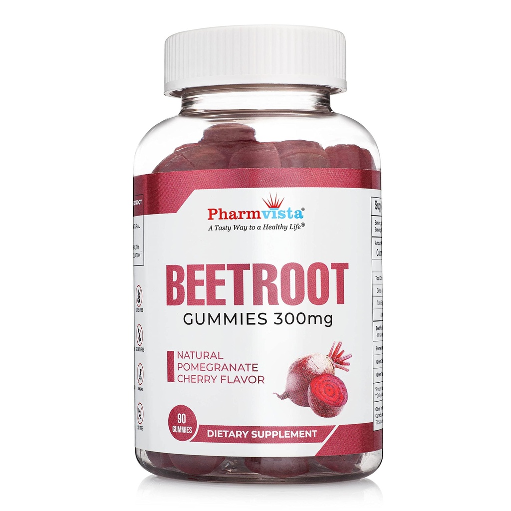 Beetroot Gummies 300mg - for Healthy Circulation Suption * -Natural Mixed Fruit Flavor Non-GMO Vegan-Beet Chews- 90 Count