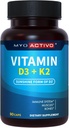 Vitamin D3 K2 Suplemen 5000 IU & 200 mcg - D3 Absorpsi Tinggi, MK7 & MK4, Kesehatan Jantung, Dukungan Imune, 90 Kapsul Vegetarian