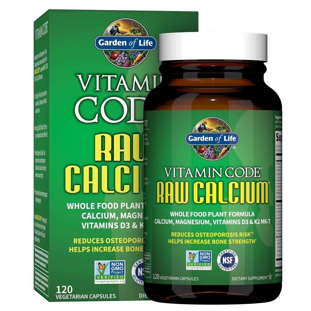 Party of Life Raw Calcium Suplemen Perempuan dan Pria - Vitamin Kode Dibuat dari Whole Foods dengan Magnesium, K2, Vitamin D3 dan Vitamin C ditambah Propoles untuk Ditrable, 120 Capsules