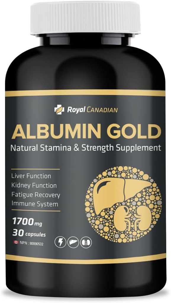 Royal Canadian Albumin Gold 1700mg 124; Fungsi Liver 124; Kidney Fungsi 124; Fatigue Recovery 124; Immune System (30 x 1700mg Capsules)