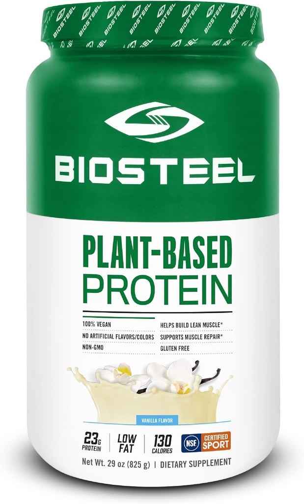 BioSteel Vecan Protein Powder - Vanilla, NSF untuk Sport, 1.8 pon, 22g Protein, 25 Pelayan - Tanaman berbasis Protein Powder dengan Brown Rice, Pea & Pumpkin Benih - Premium Powder Tanaman