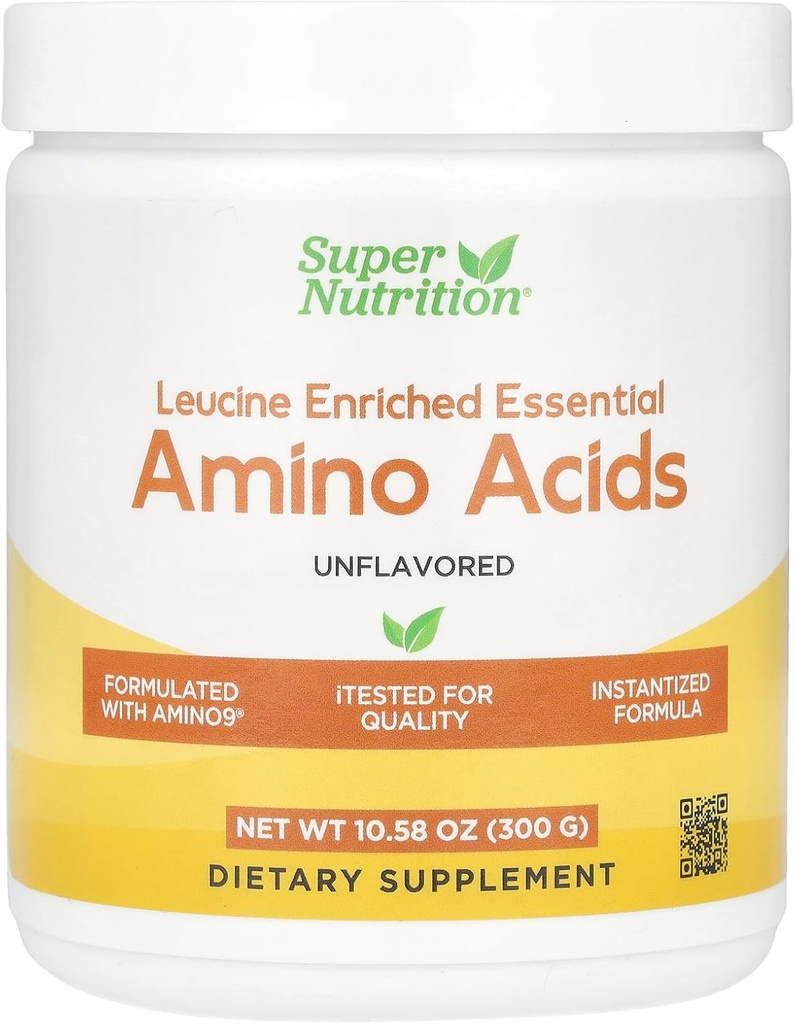 SuperNutrition Leucine Enriched Esticale Amino Acids dengan L-Leucine, L-Lysine, L-Ththreonine, dan L-Ileasleucine, Unfeared, 10.58 oz (300 g)