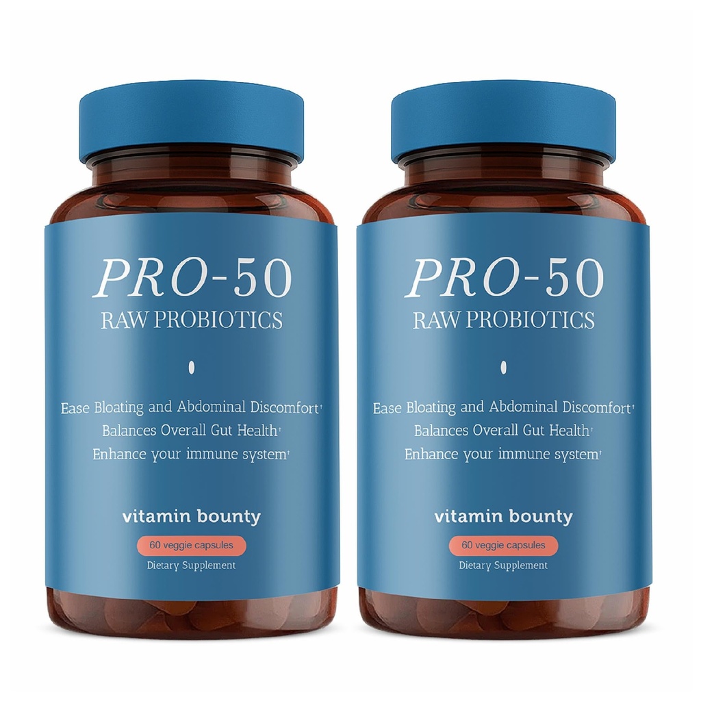 Vitamin Bounty Pro-50 Probiotic 50 Billion CFU - 13 Strain Suplement for Men & Women + Pregrance - Digetical Health & Gut Dukung - Laccoillus & Bifidobacterium
